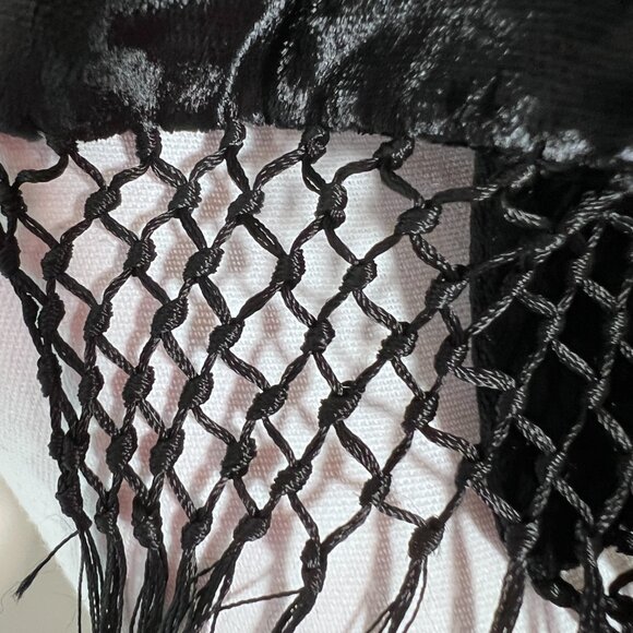 Yves Saint Laurent by Tom Ford Fall 2001 Runway Logo Black Velvet Silk Scarf - Picture 5 of 10